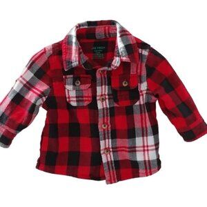 Joe Fresh Flannel Plaid Button-Down Roll-Up Sleeves 3-6 Months